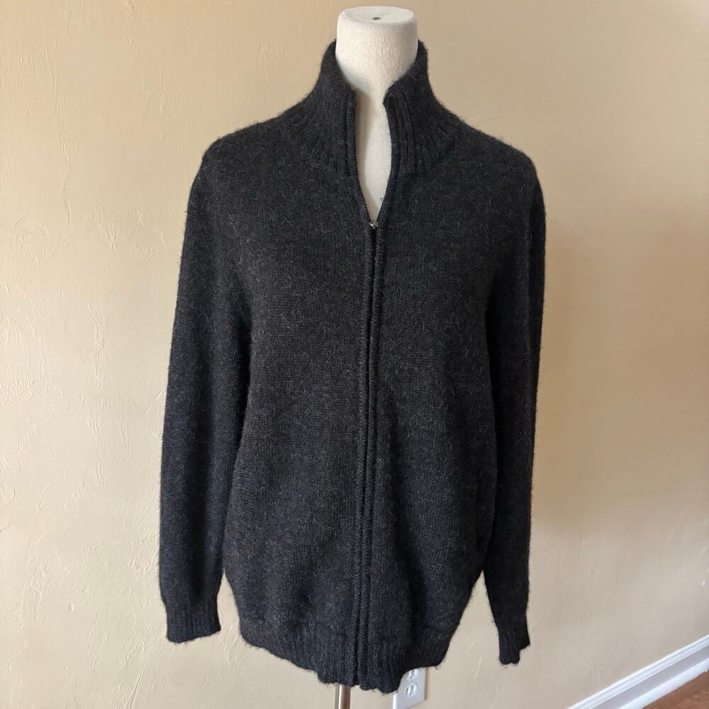 Simply Natural 100% Alpaca Sweater Womens Small‎ Gray Full Zip Made In Peru S